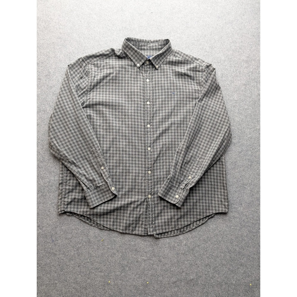 Vineyard Vines. Whale Shirt. Mens. XXLarge. Gray Black Gingham Button Down.